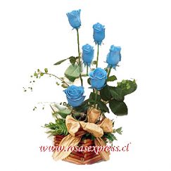 1550 Arreglo Floral de 06 Rosas Azul